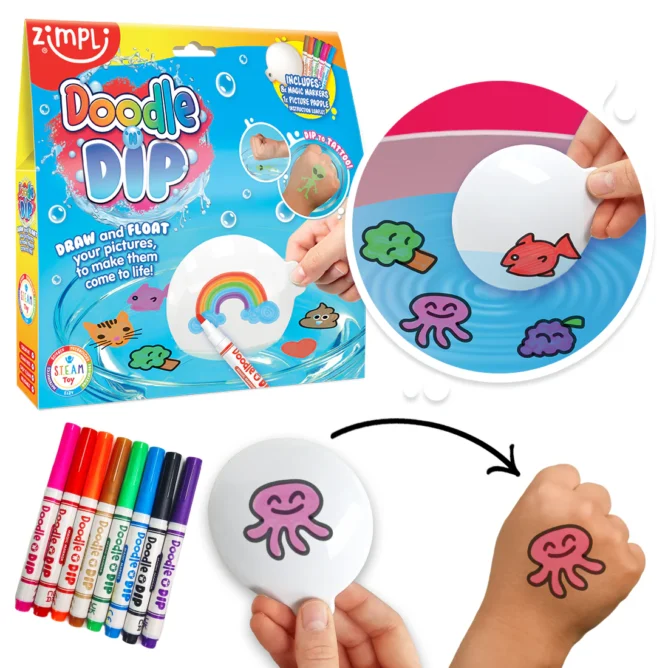 Doodle N Dip - Rinkinys laikinoms tatuiruotėms kurti - Zimpli kids